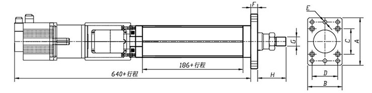 3噸直聯(lián)式電動(dòng)缸安裝外觀(guān)尺寸圖
